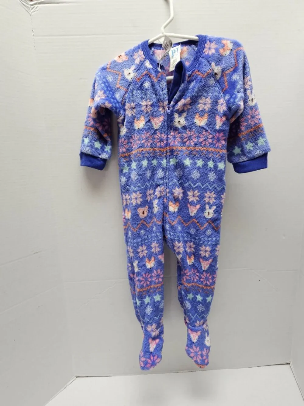New NWT The Childrens Place PJ Fleece Footed One Piece Pajama Animal 9-12 Month